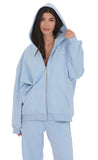 Oversize Zip Up Hoodie in Light Blue