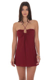 Shimmer Pinstripe Fit and Flare Dress in Maroon
