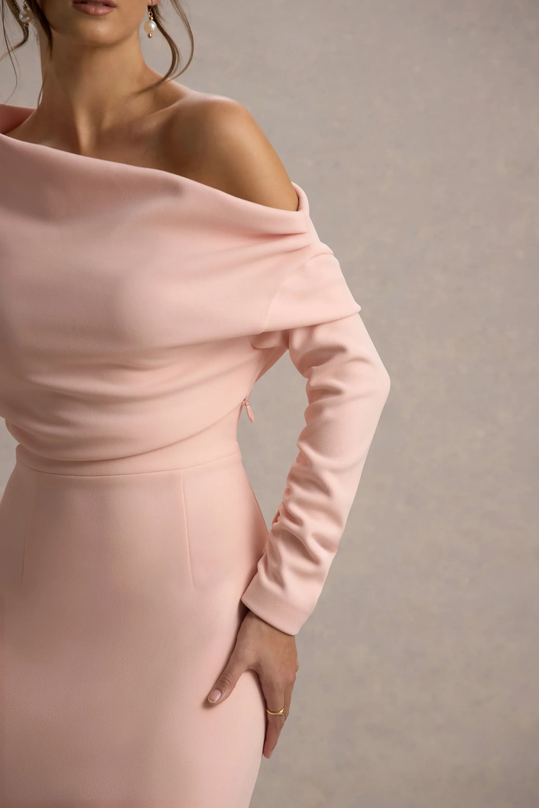 Lou Pink One Shoulder Asymmetric Maxi Dress