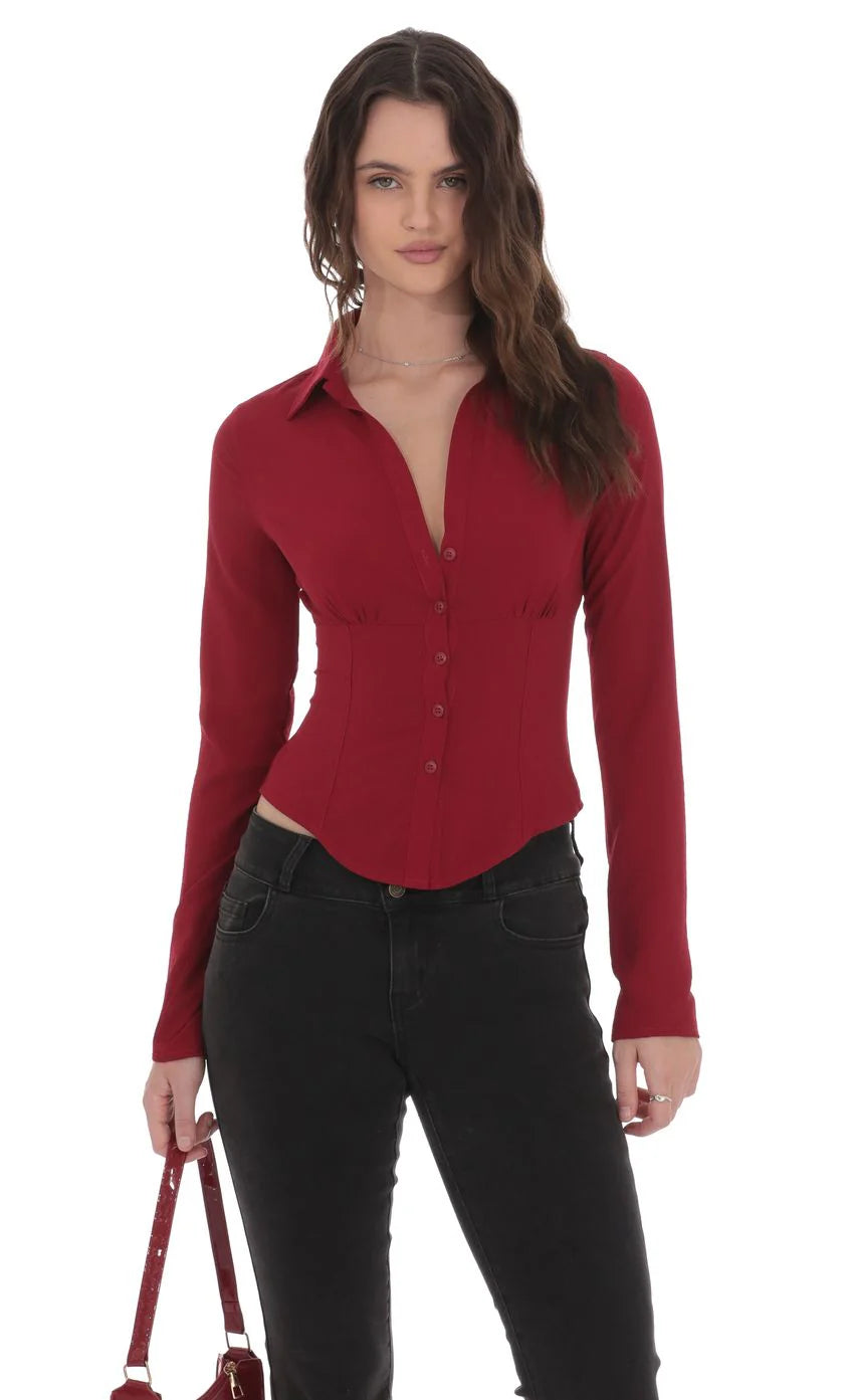 Button Up Shirt in Red