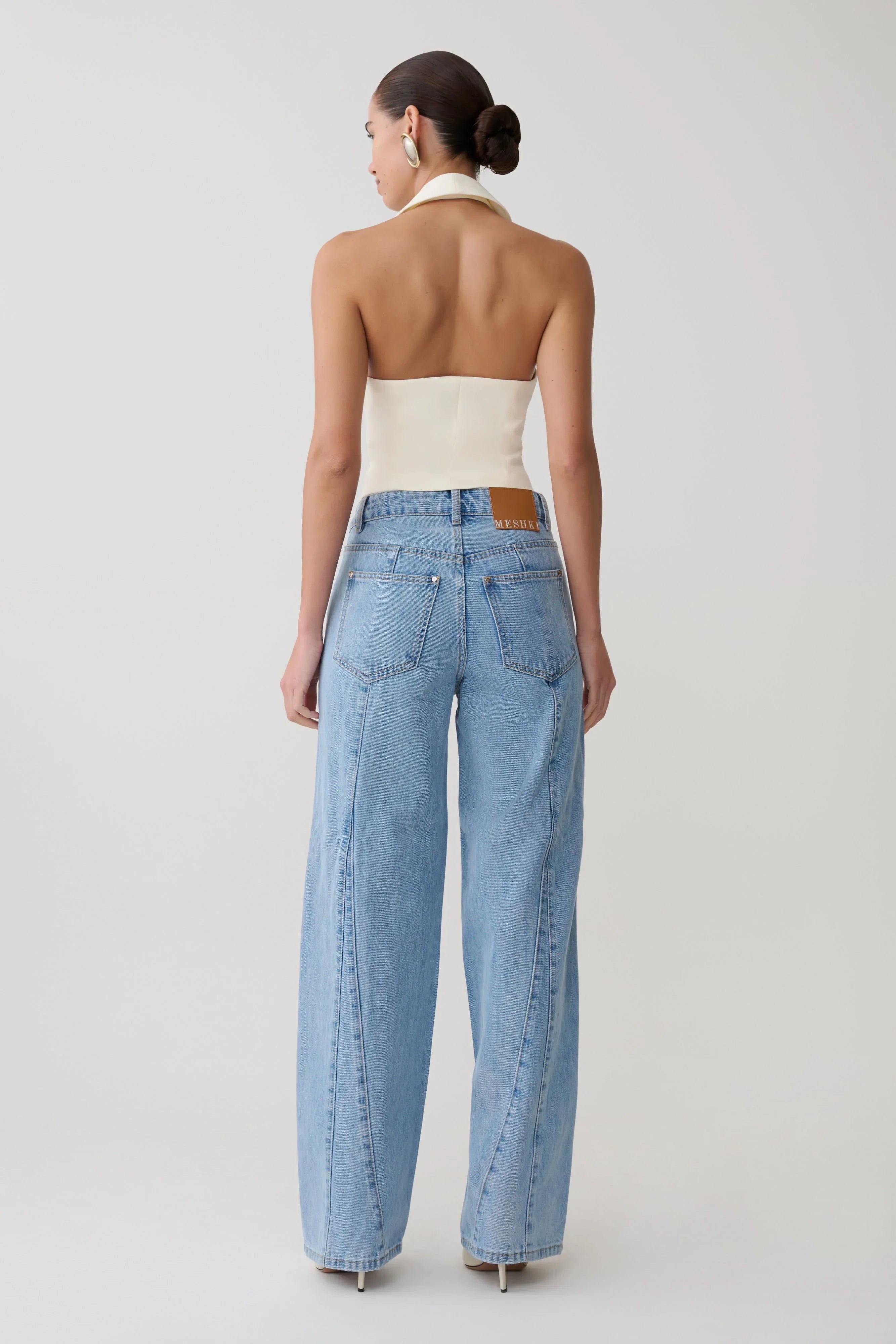 Roy Mid Rise Wide Leg Denim Jeans Classic Blue