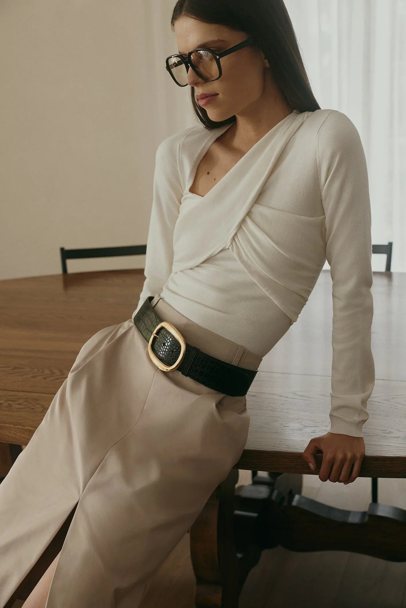 Kaylen Knit Long Sleeve Top Ivory