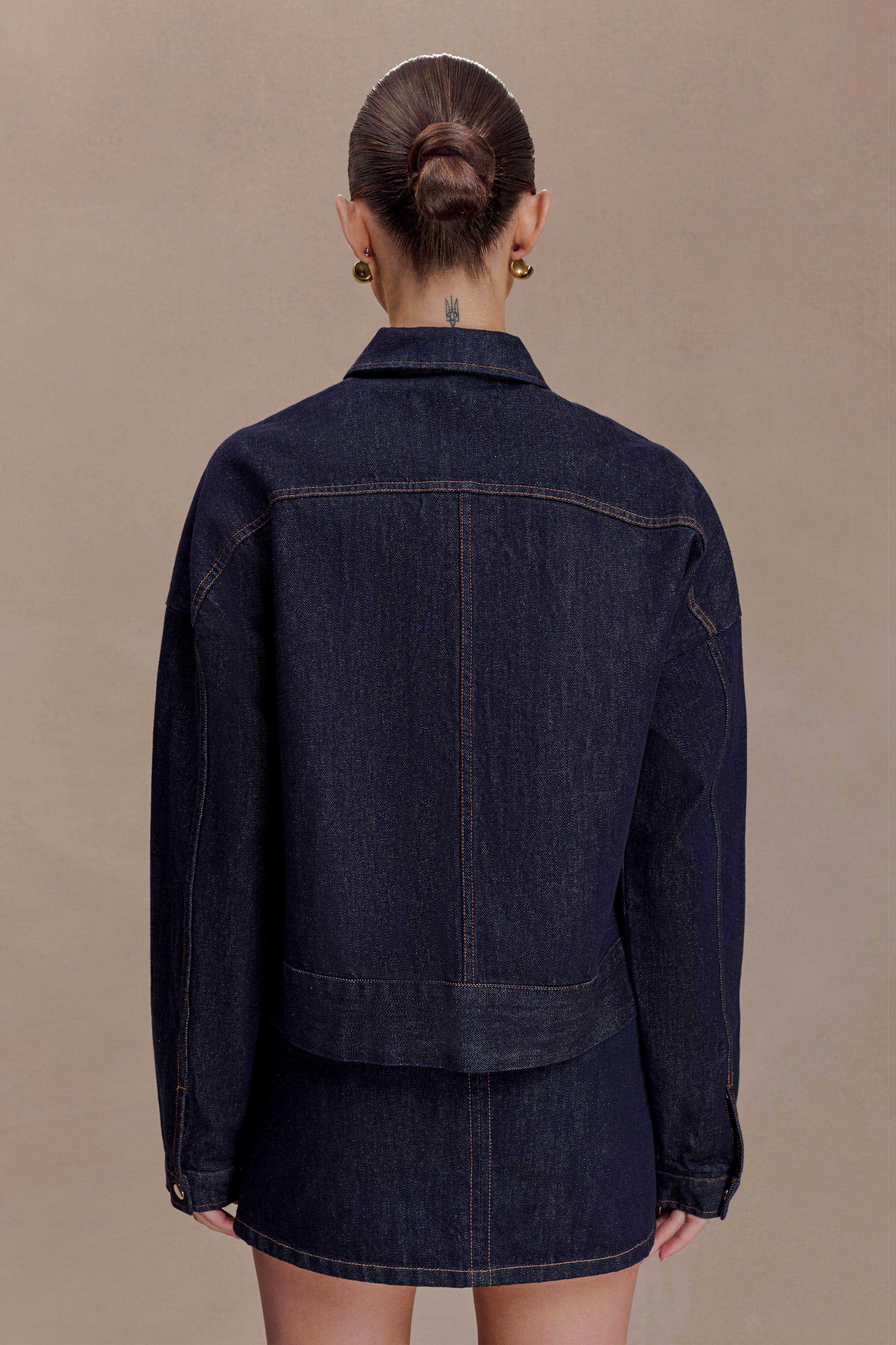 Olandria Oversized Jacket Top Washed Indigo Blue