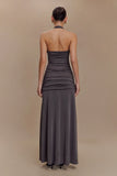 Bentley Peached Jersey Halter Maxi Dress Charcoal