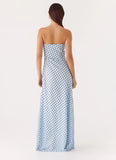 Chaniva Maxi Dress Blue Mocha Dot