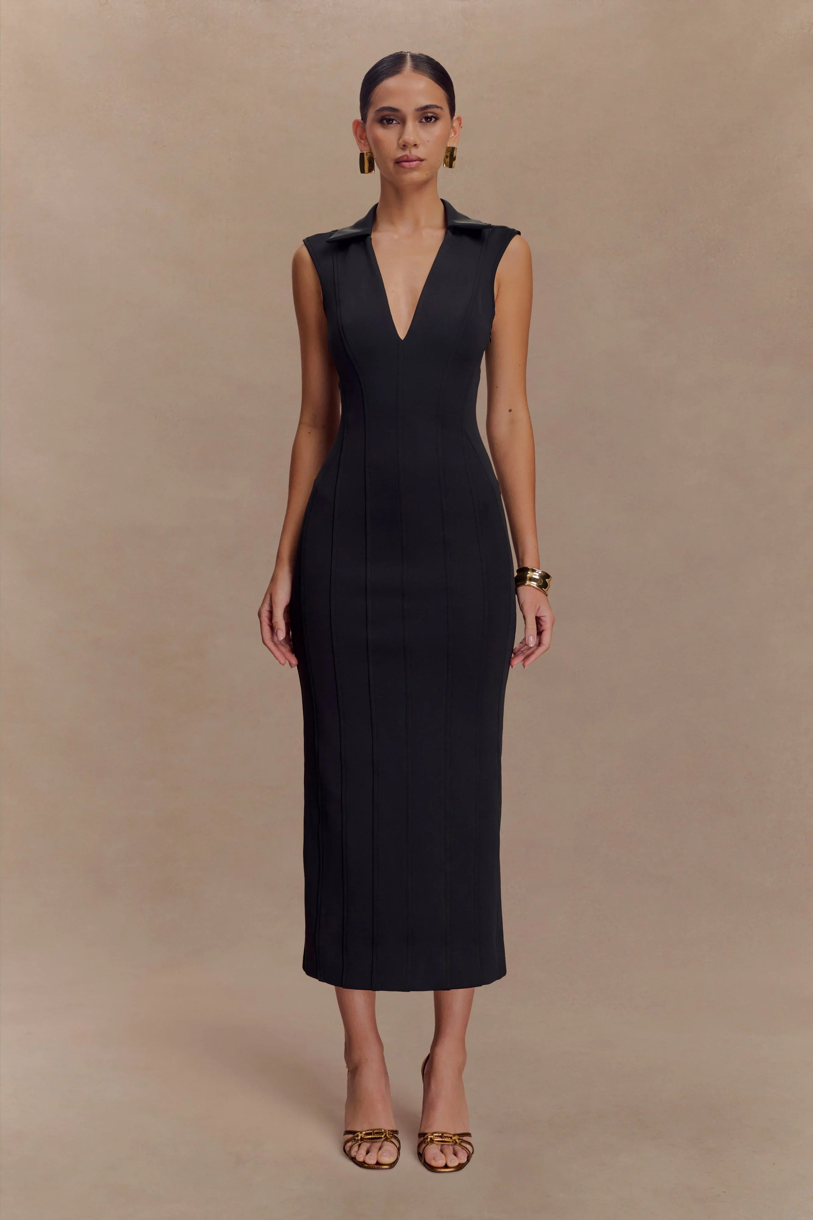 Keagan Sleeveless Midi Dress Black