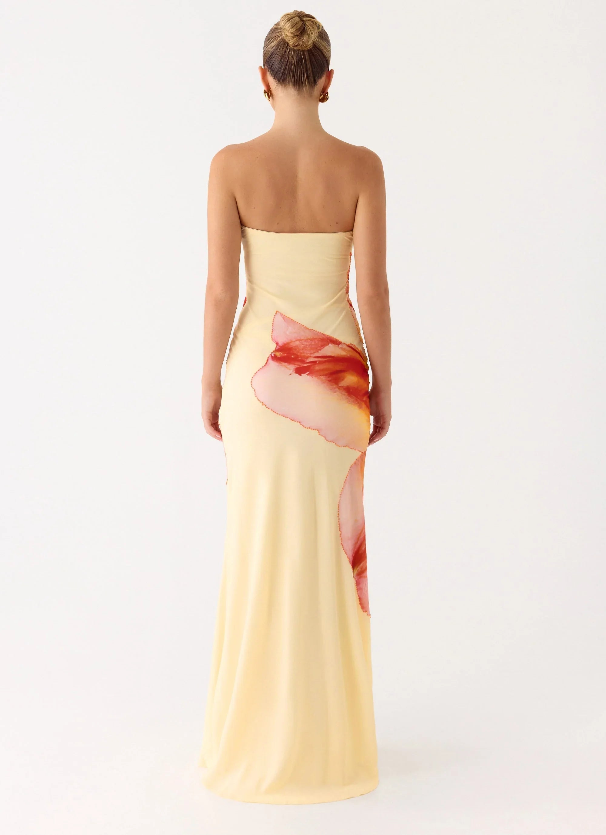 Ashwin Strapless Beaded Maxi Dress Sunpetal Print