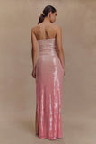 Miranda Strapless Sequin Maxi Dress Ombre Pink