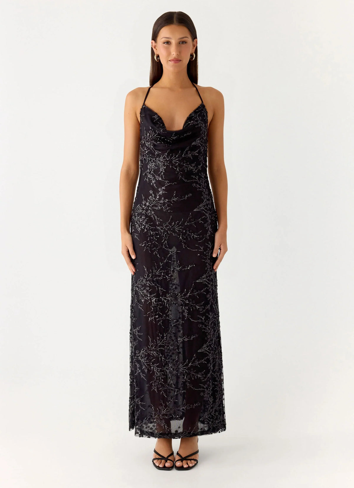 Mayim Sequin Maxi Dress Black
