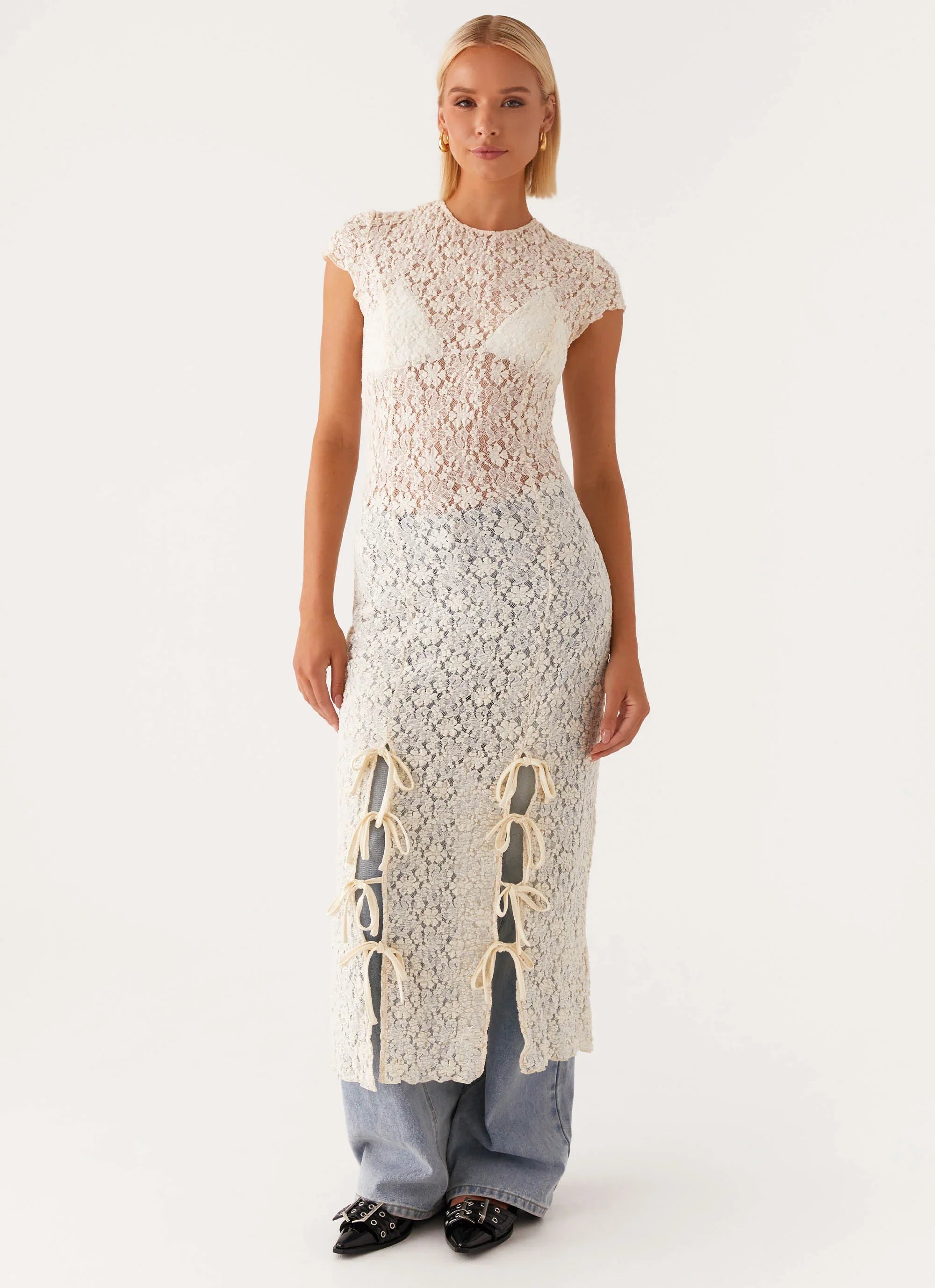 Gisele Lace Midi Dress Ivory