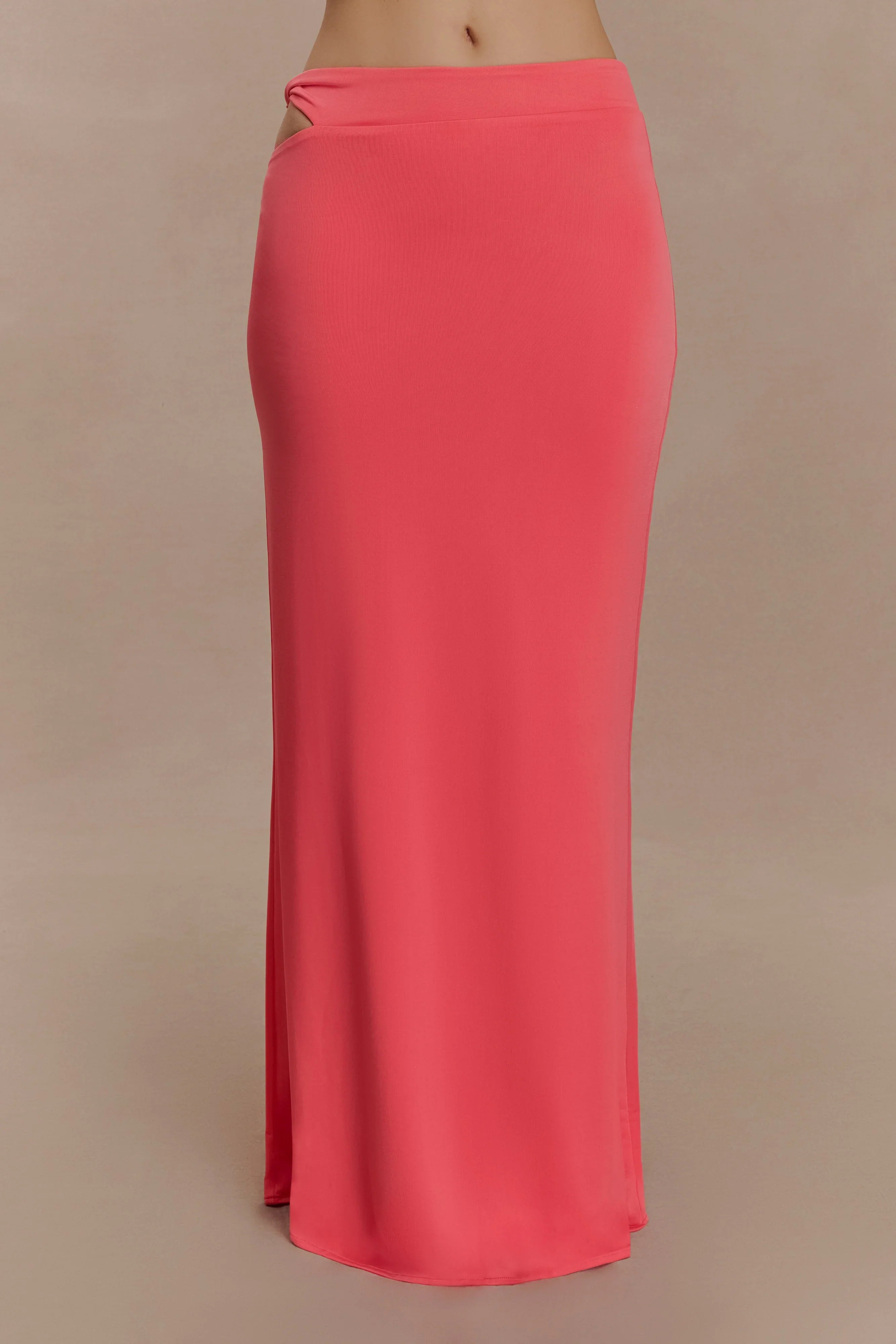 Haven Slinky Twist Midi Skirt Coral