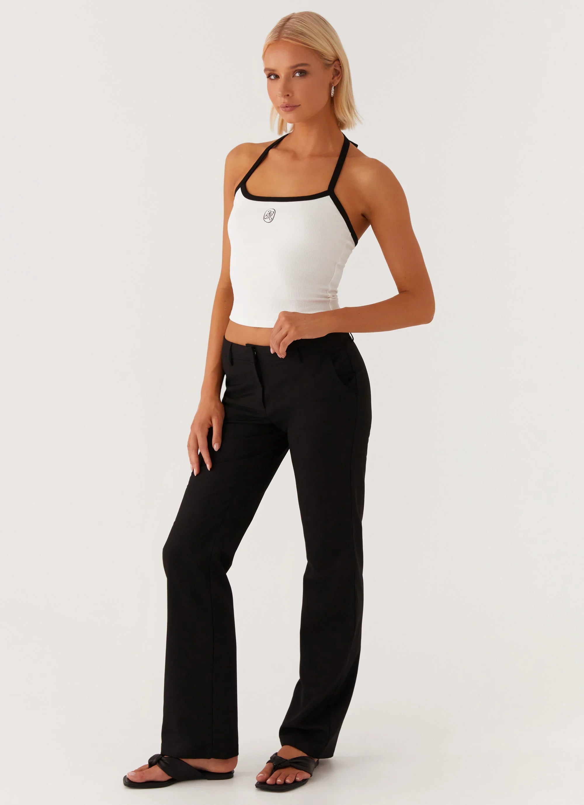 Signature Monogram Halter Top White
