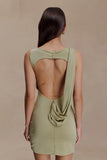 Henley Slinky Drape Mini Dress Sage