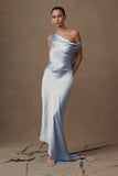 Yvette Slip Maxi Dress With Asymmetrical Hem Cornflower Blue