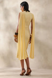 Lysandria Lemon High Neck Midi Dress With Draped Detailing