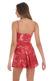 Rose Mesh Corset A line Dress in Red