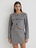 Grey Wool Tailored Mini Skirt