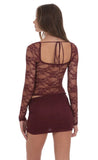 Sheer Lace Skirt in Burgundy