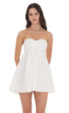 Textured Floral Babydoll Dress in White