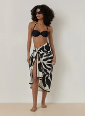 Black And Cream Printed Sarong Bora