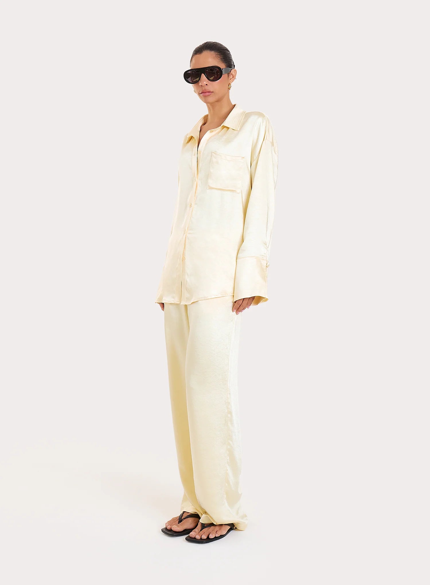 Lemon Oversized Satin Shirt
