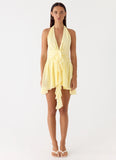 Guide You Halter Neck Mini Dress Yellow
