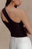 Anna One Shoulder Modal Top Cacao Brown