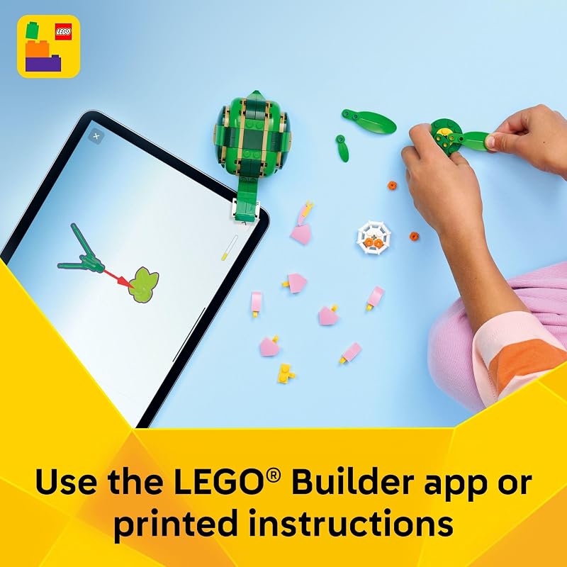 LEGO Creator 3 in 1 Turtle with a Water Lily Flower Building Toy for Girls Boys Kids Build a Chameleon Frog or Turtle Toy Figure Gift Idea for Animal Lovers Ages 7 31377