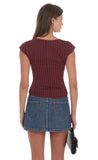 Striped Fitted Top in Maroon