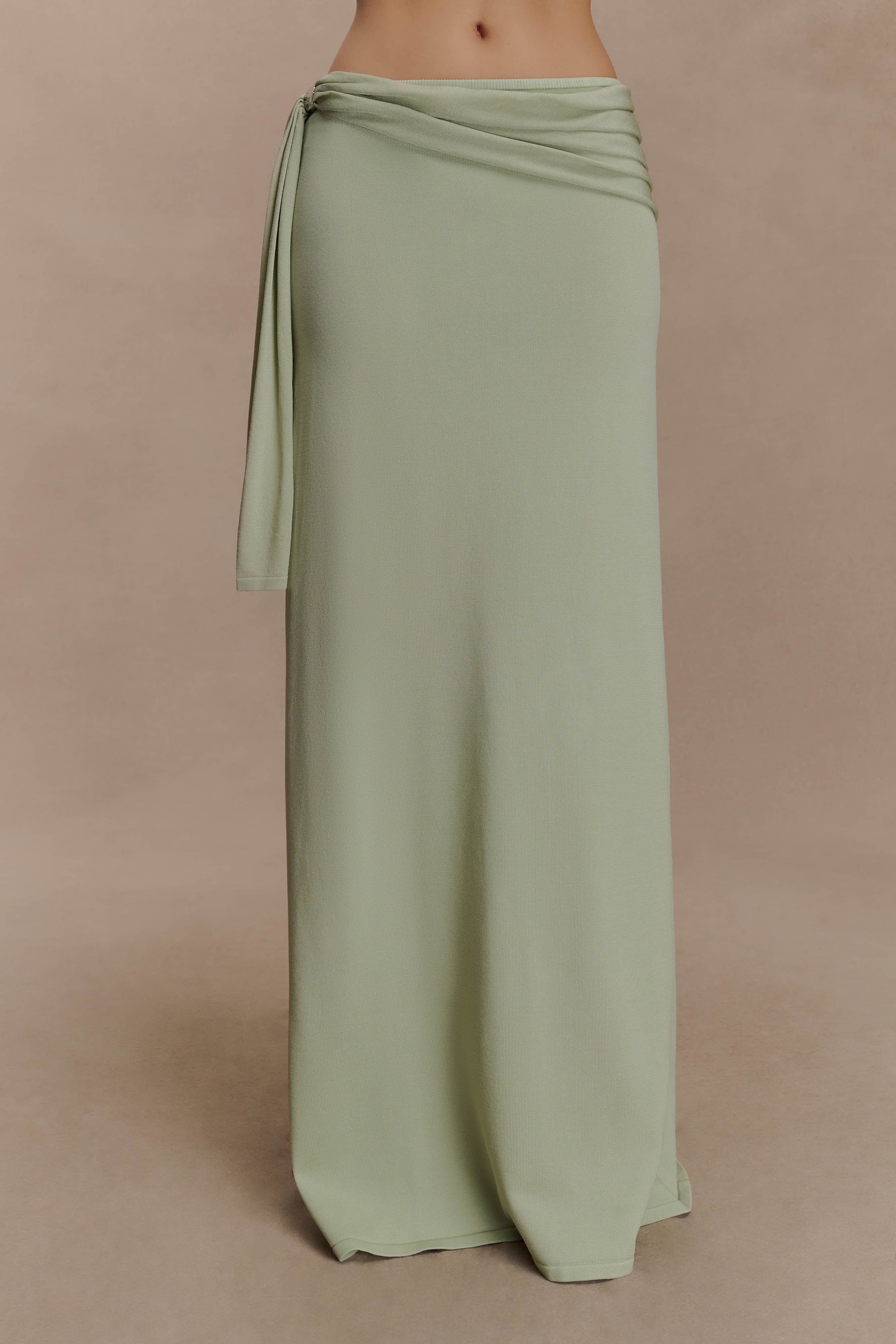 Bowie Low Rise Knit Maxi Skirt Pastel Green