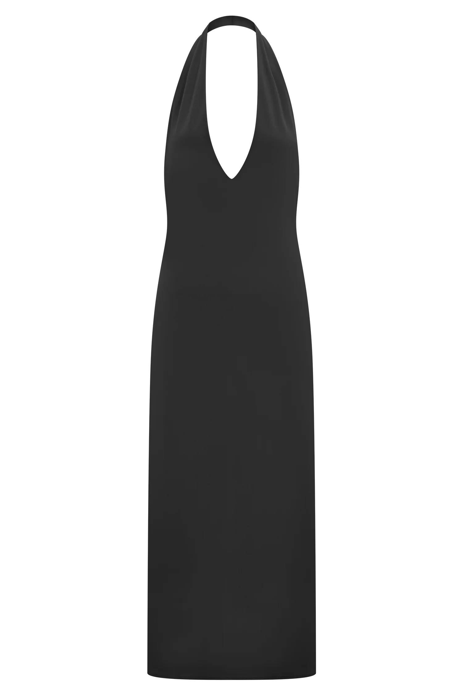 Genie Slinky Halter Midi Dress Black
