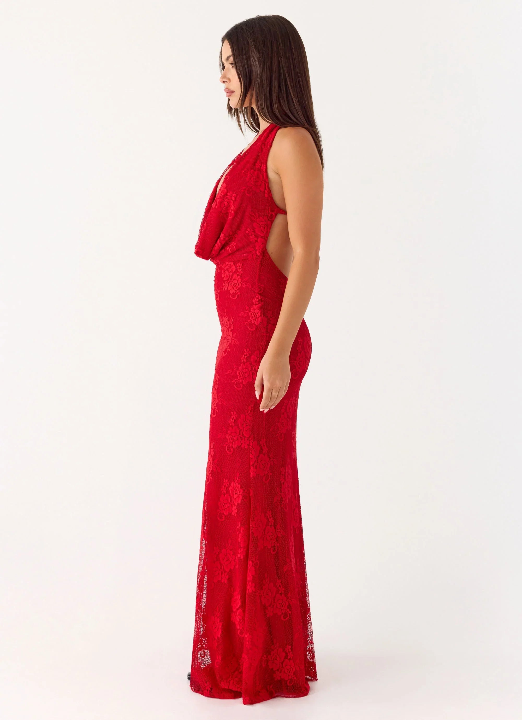 Mitchella Lace Maxi Dress Red