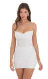 Cowl Iridescent Sequin Dress in White