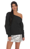 Cut Off Shoulder Jumper in Black