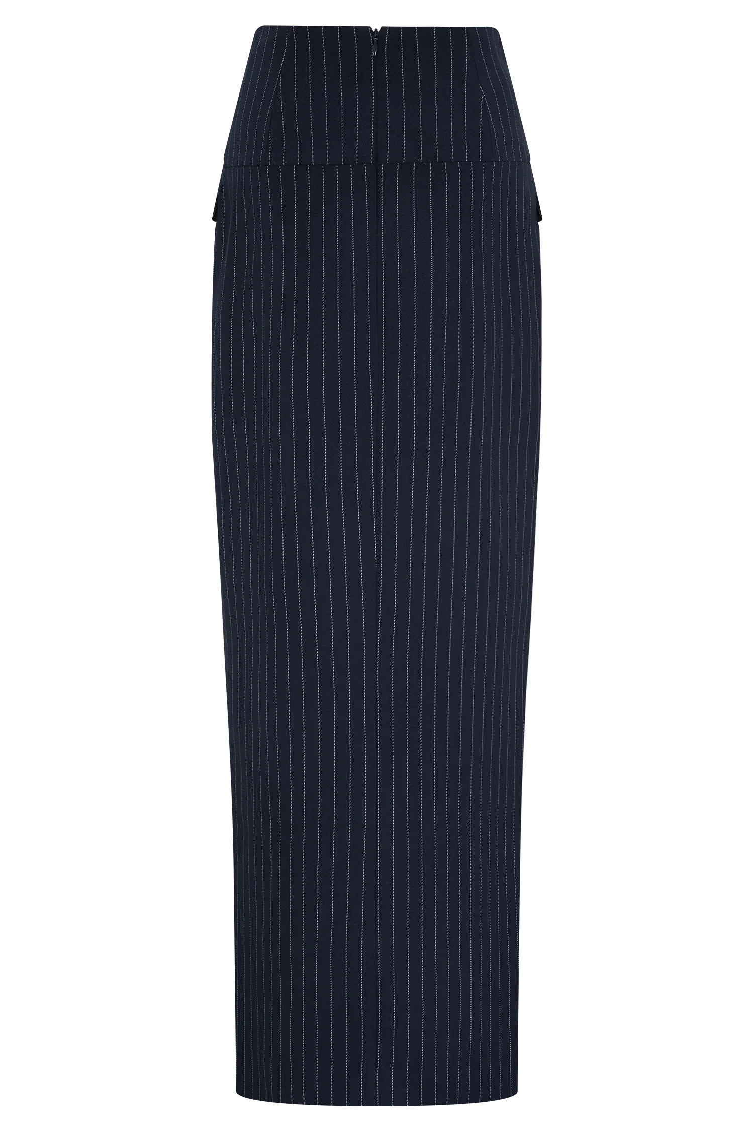 Cassie Column Maxi Skirt Navy Pinstripe