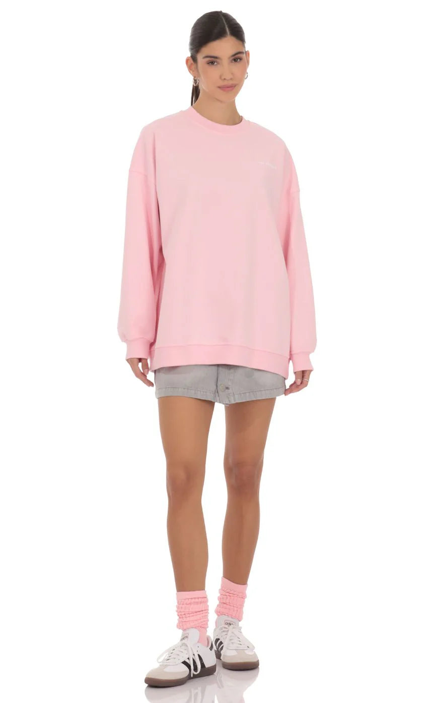 Lucy Oversized Crewneck in Pink