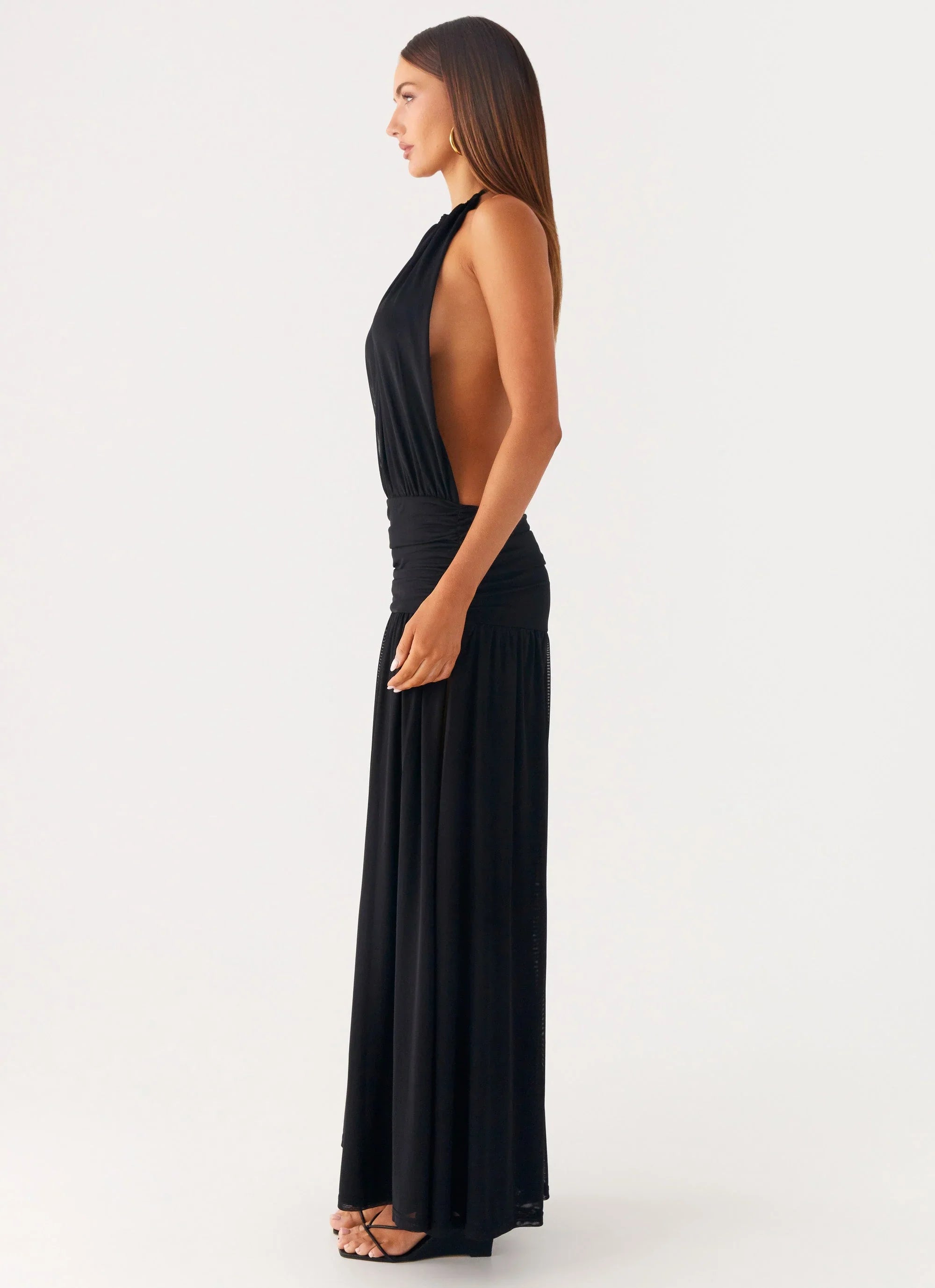 Solena Halter Neck Maxi Dress Black