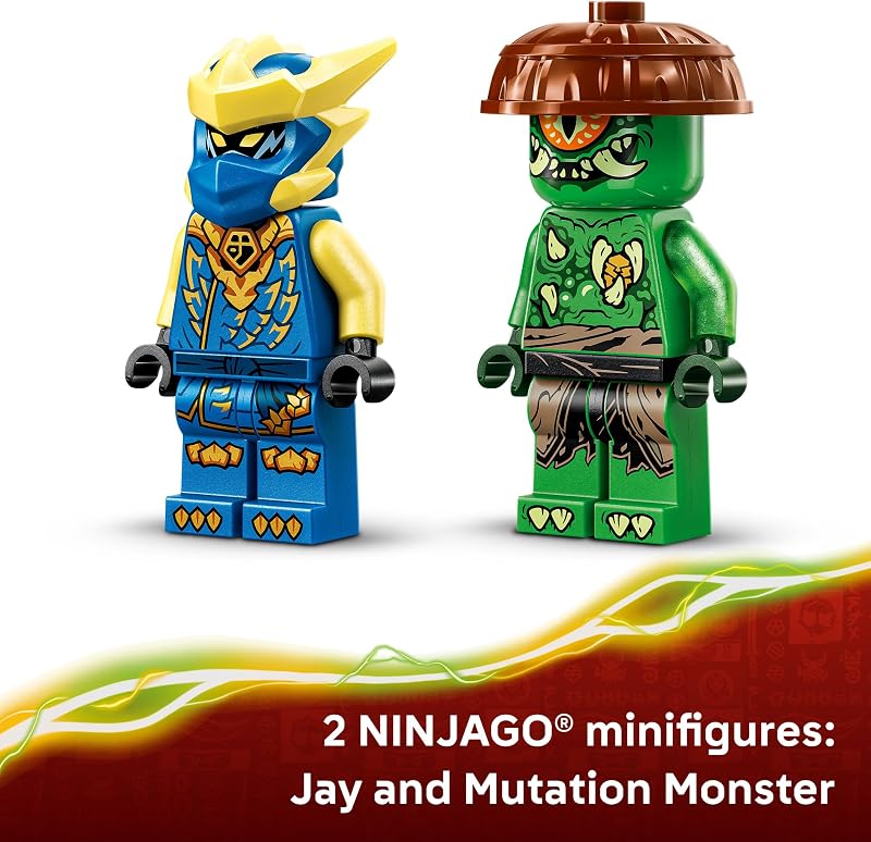 LEGO NINJAGO Jays Dragon Mech Fight Building Toy Pretend Play Set for Boys Girls Ages 4 Includes 2 Minifigures Gifts for Birthdays 71853