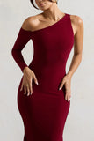 Contradiction Port One Sleeve Asymmetric Maxi Dress