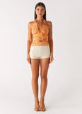 Atlanta Sequin Halter Top Orange