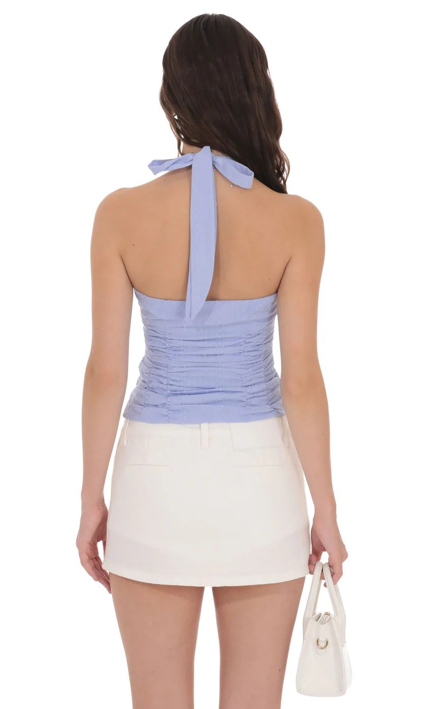 Dotted Halter Top in Powder Blue