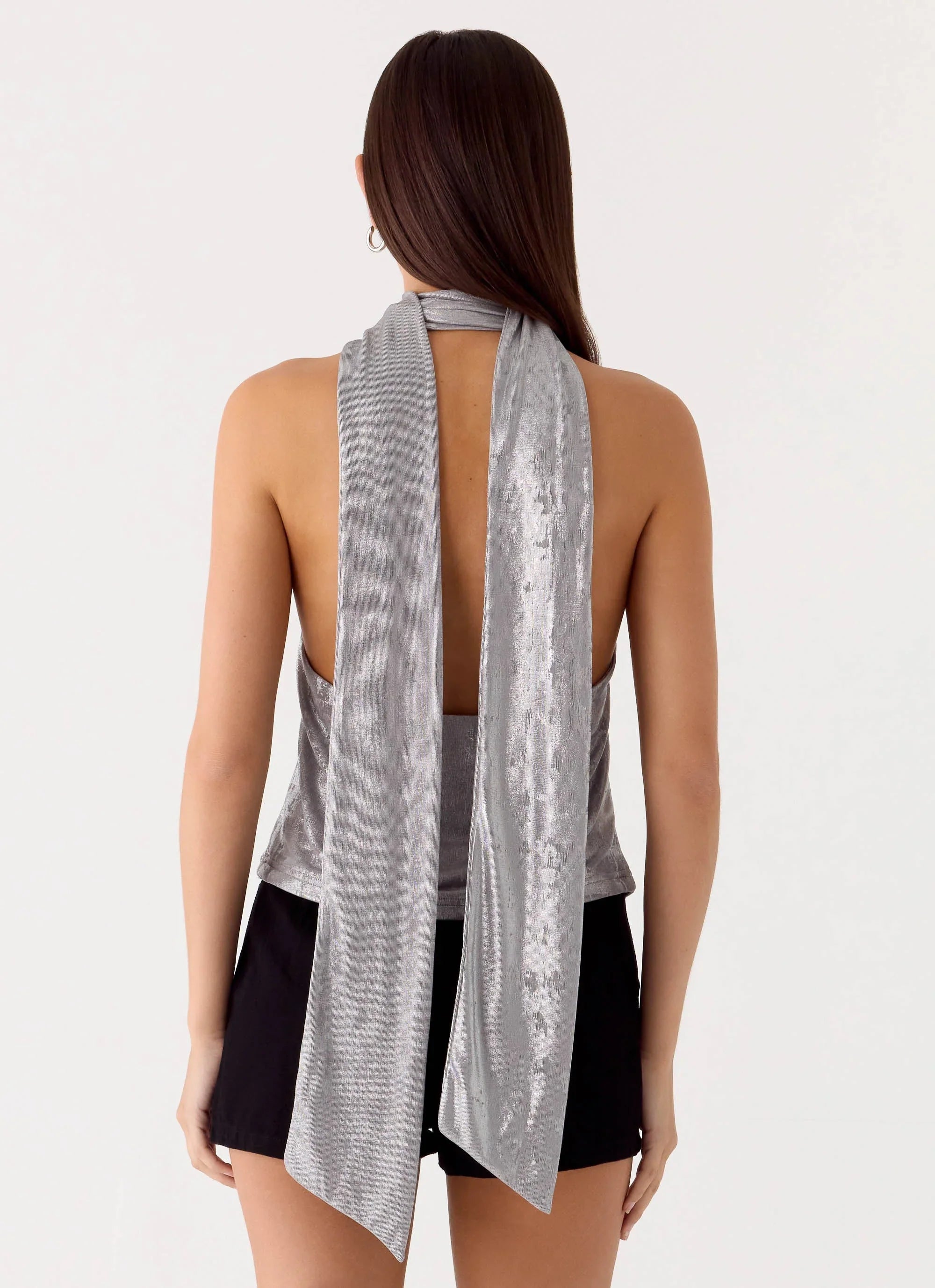 Shining Lights Cowl Top Silver