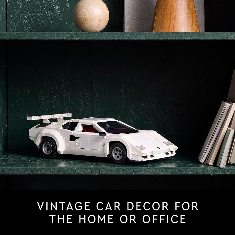 LEGO Icons Lamborghini Countach 5000 Quattrovalvole Model Car Kit Collectible Building Set for Adults Ages 18 Detailed Lamborghini Car Kit with Scissor Doors V12 Engine and More 10337