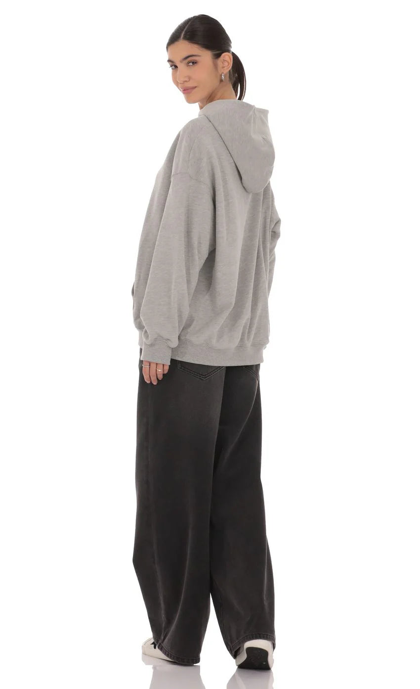 Fleece Lucy Hoodie in Grey