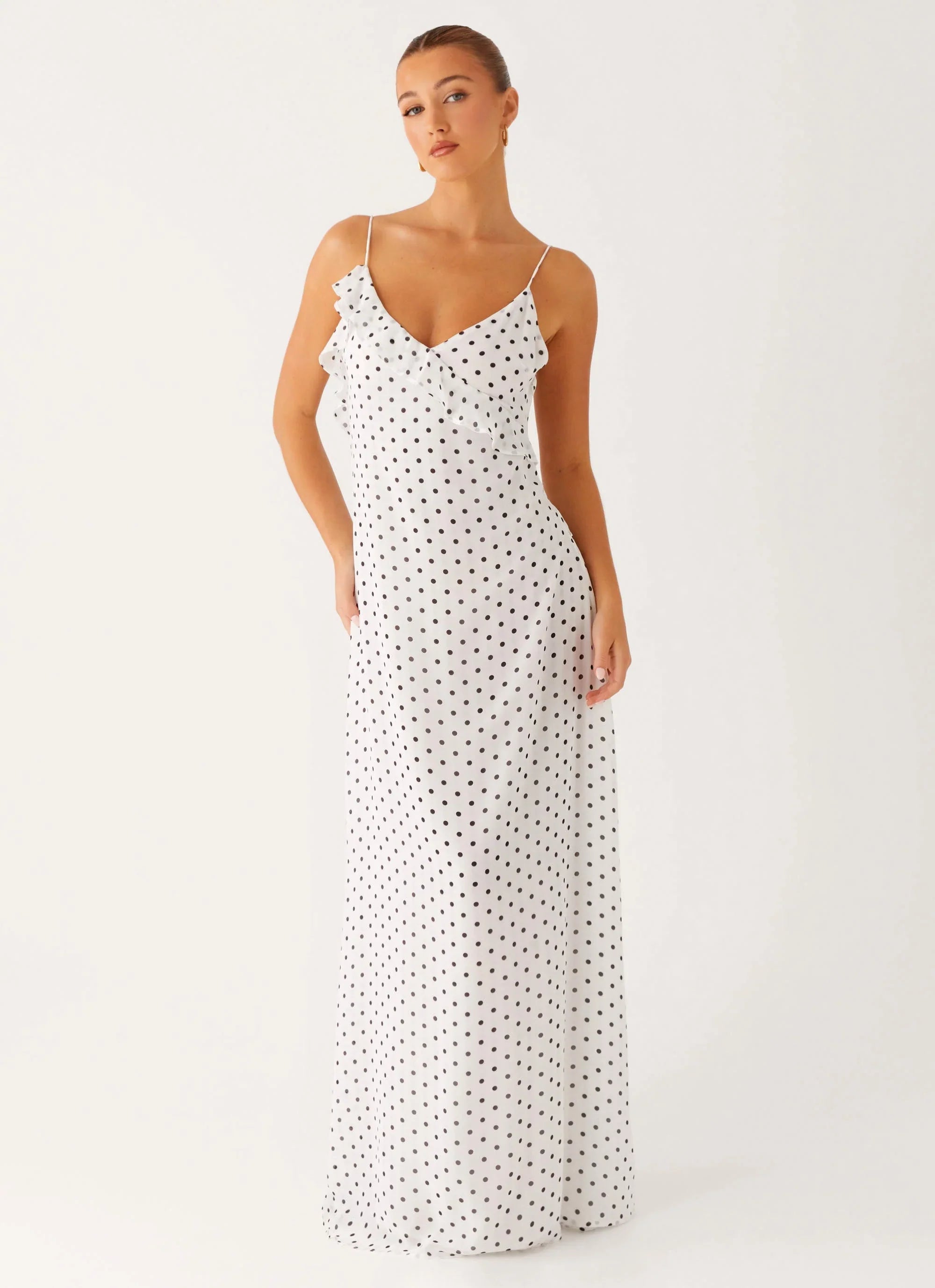 Harri Maxi Dress White Polka Dot
