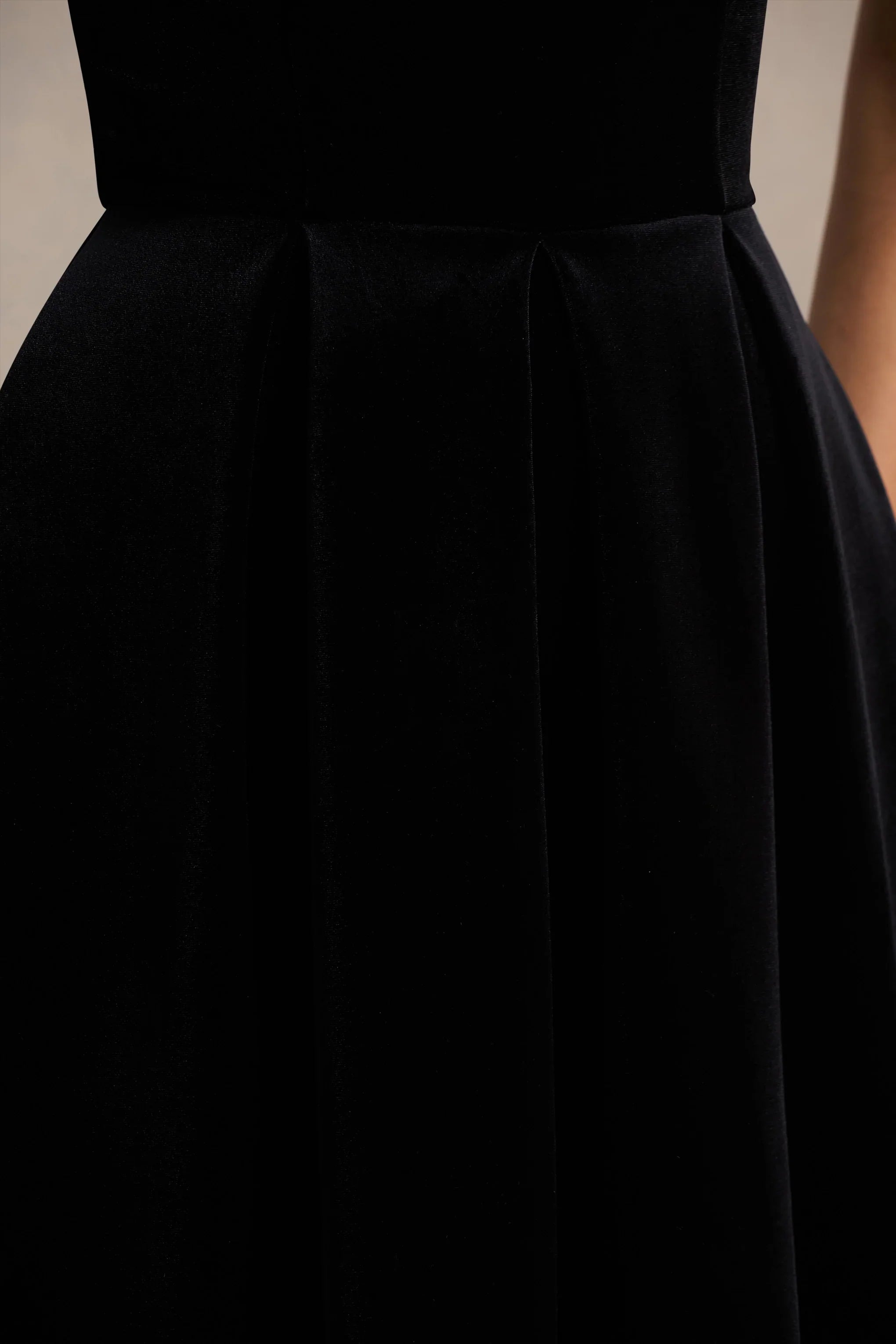 Ablaze Black Velvet Bardot Neck Midi Dress