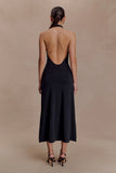Genie Slinky Halter Midi Dress Black
