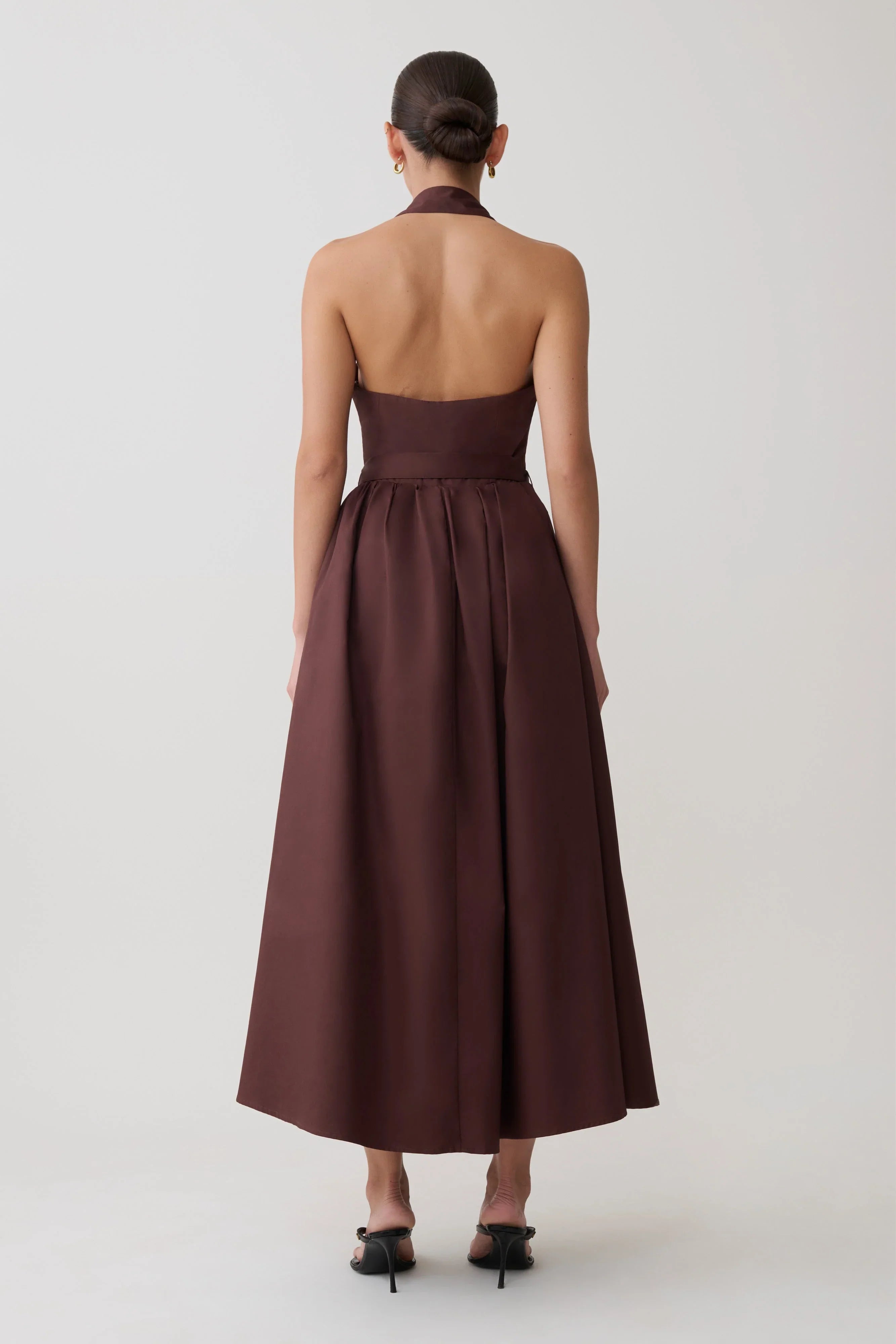 Cindy Collared Midi Dress Chocolate