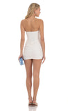 Bow Ruched Strapless Dress in White
