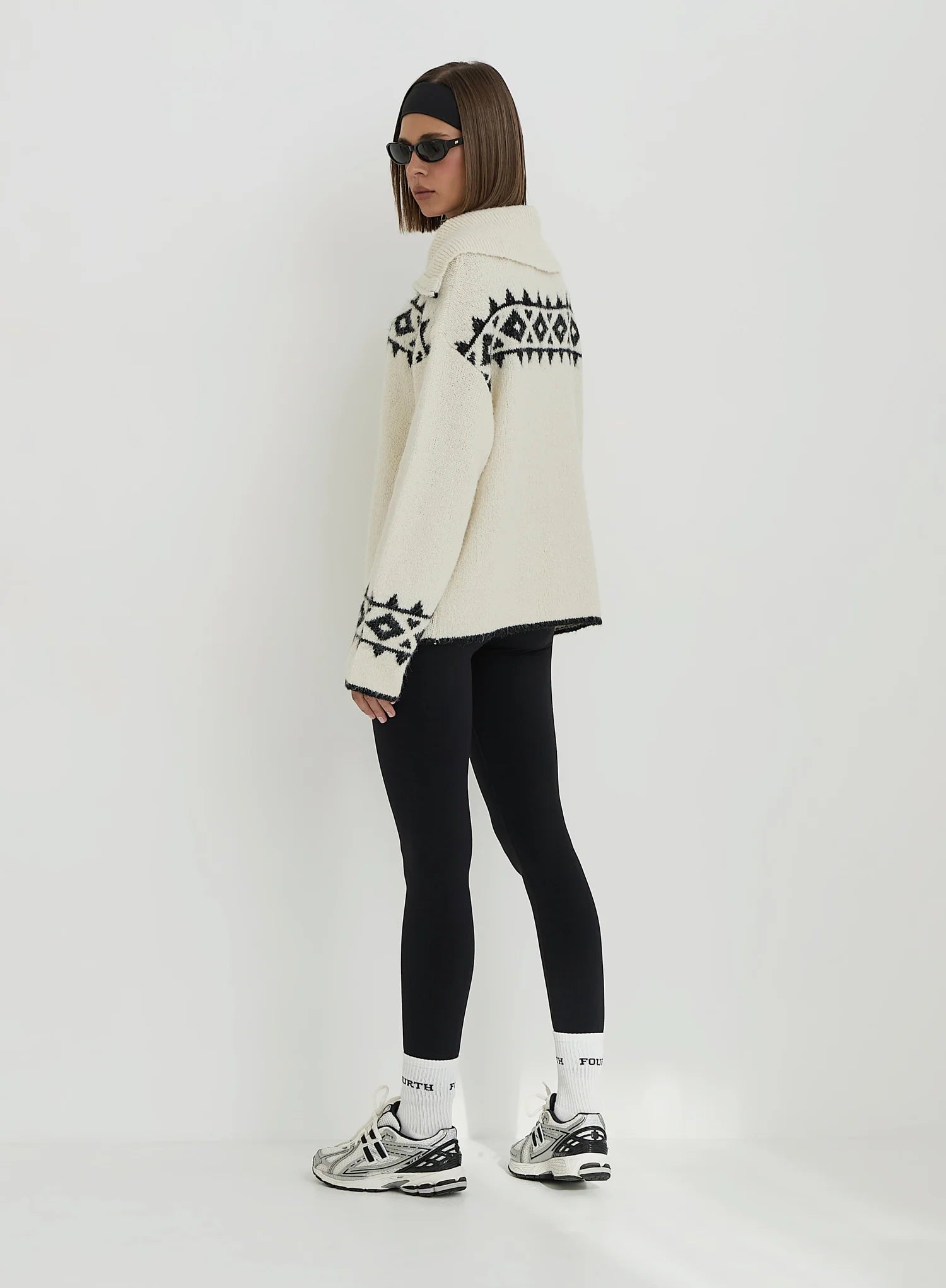 Cream Fairisle Knitted Half Zip Jumper